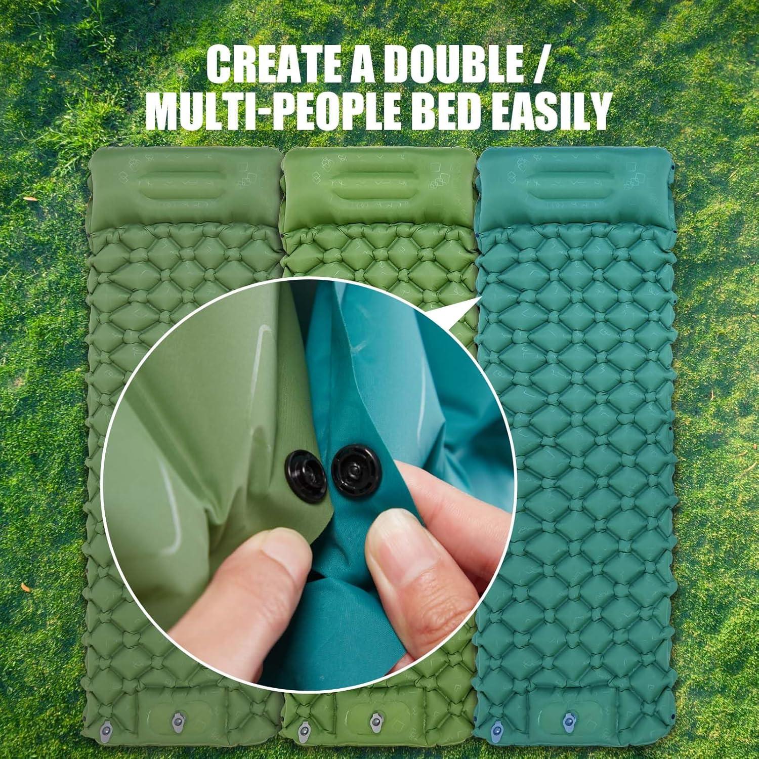 image:imageAKSOUL Camping Ultralight Sleeping Pad Compact Portable Self Inflatable Sleep Mat with Builtin Foot Pump Lightweight Single Pad for Camping Traveling Outdoor Activities Green