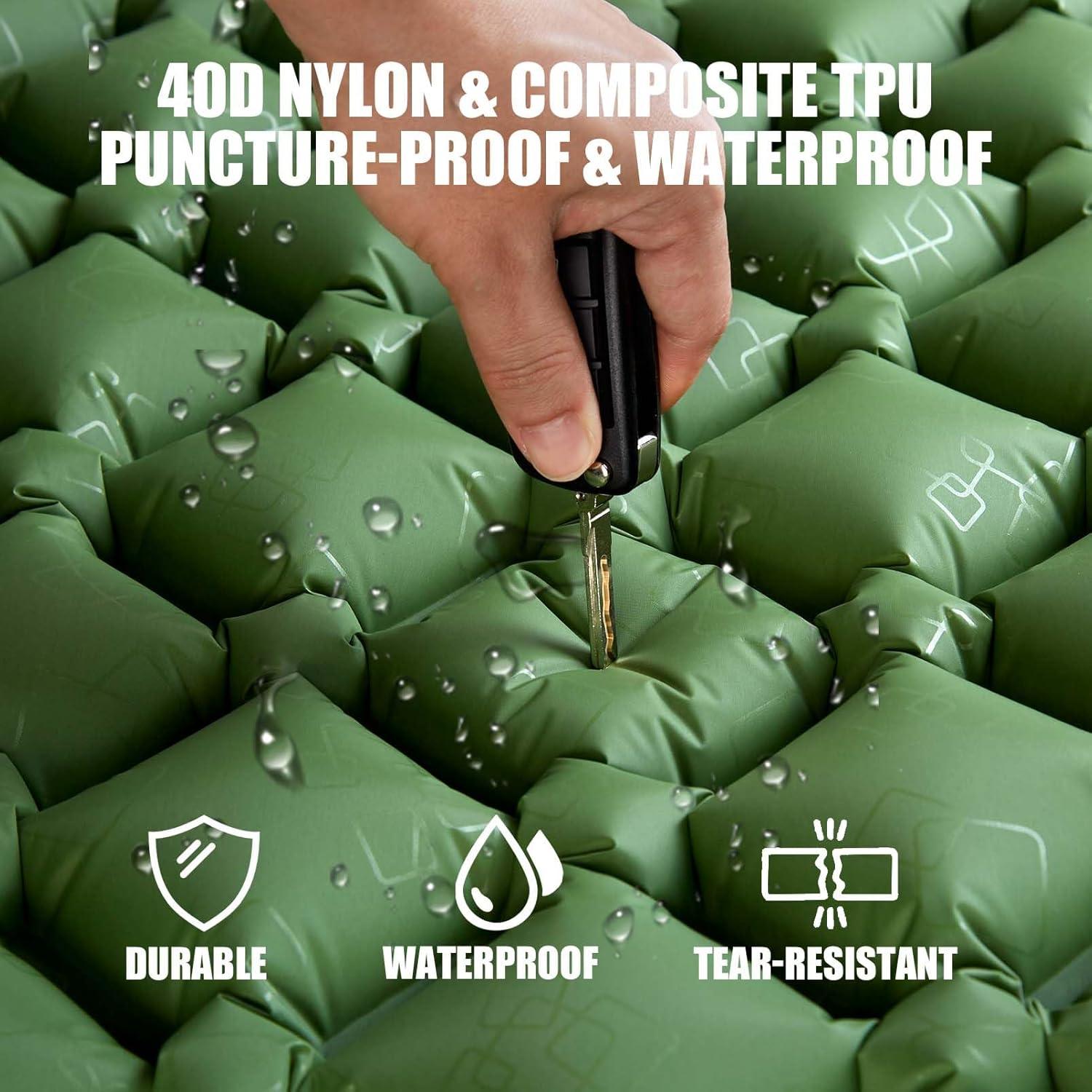 image:imageAKSOUL Camping Ultralight Sleeping Pad Compact Portable Self Inflatable Sleep Mat with Builtin Foot Pump Lightweight Single Pad for Camping Traveling Outdoor Activities Green