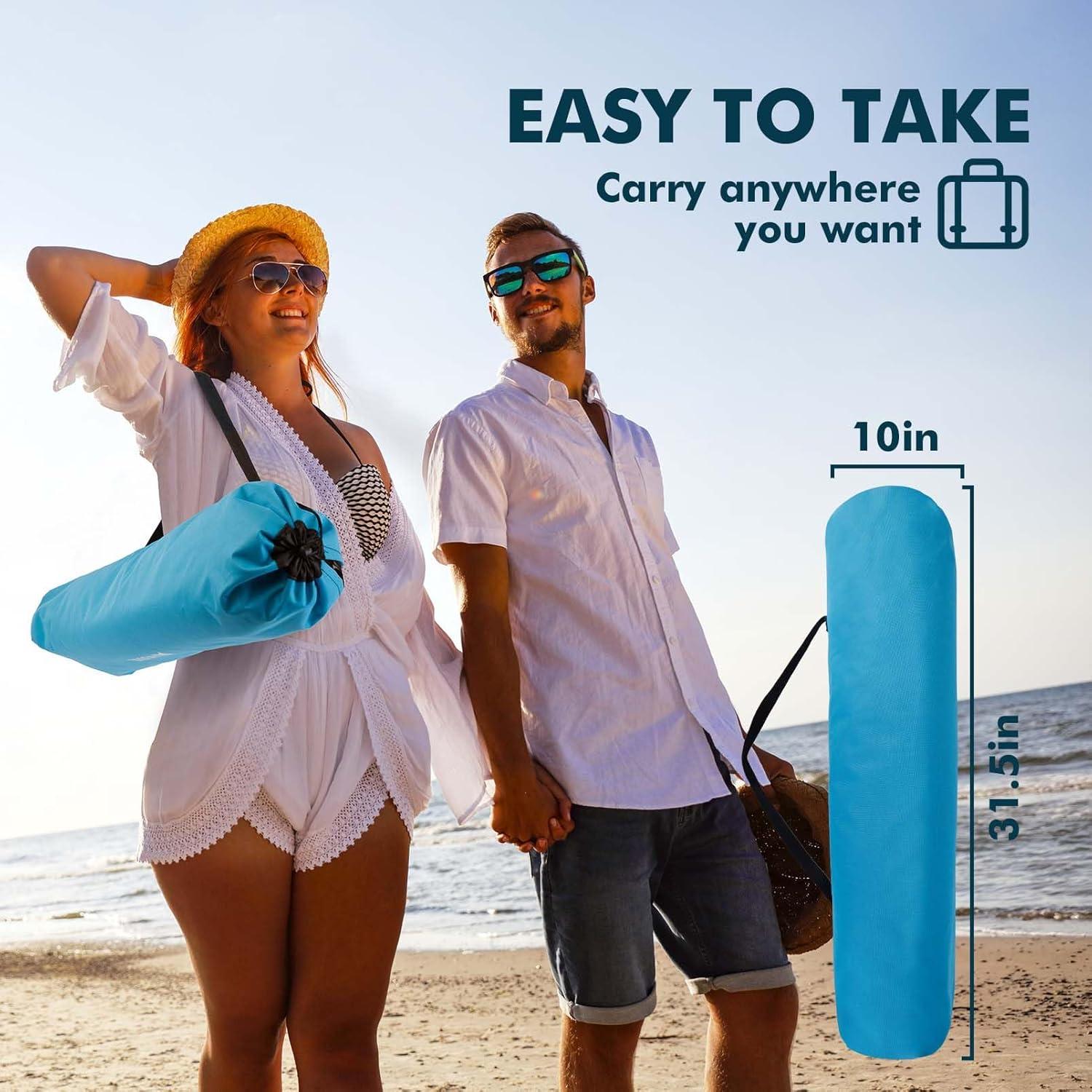 image:imageAKSOUL Folding Beach Chair for Adults LowHigh Back Chairs with Carry Bag Extra Wide Seat Chair with Comfortable Pillow amp Storage Pocket 1 Pack amp 2 Pack BlueHigh Back Blue 2 Pcs