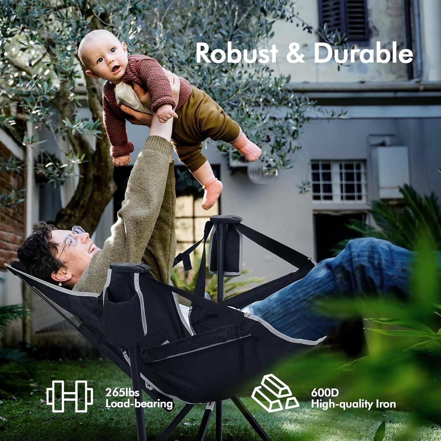 image:imageAKSOUL Hammock Camping Chair Swinging Foldable amp Portable Swing Chairs with Storage Bag 265lbs Adult Weight Capacity Folding Rocking for Lawn Camp Stargazer Outdoor2 PCS