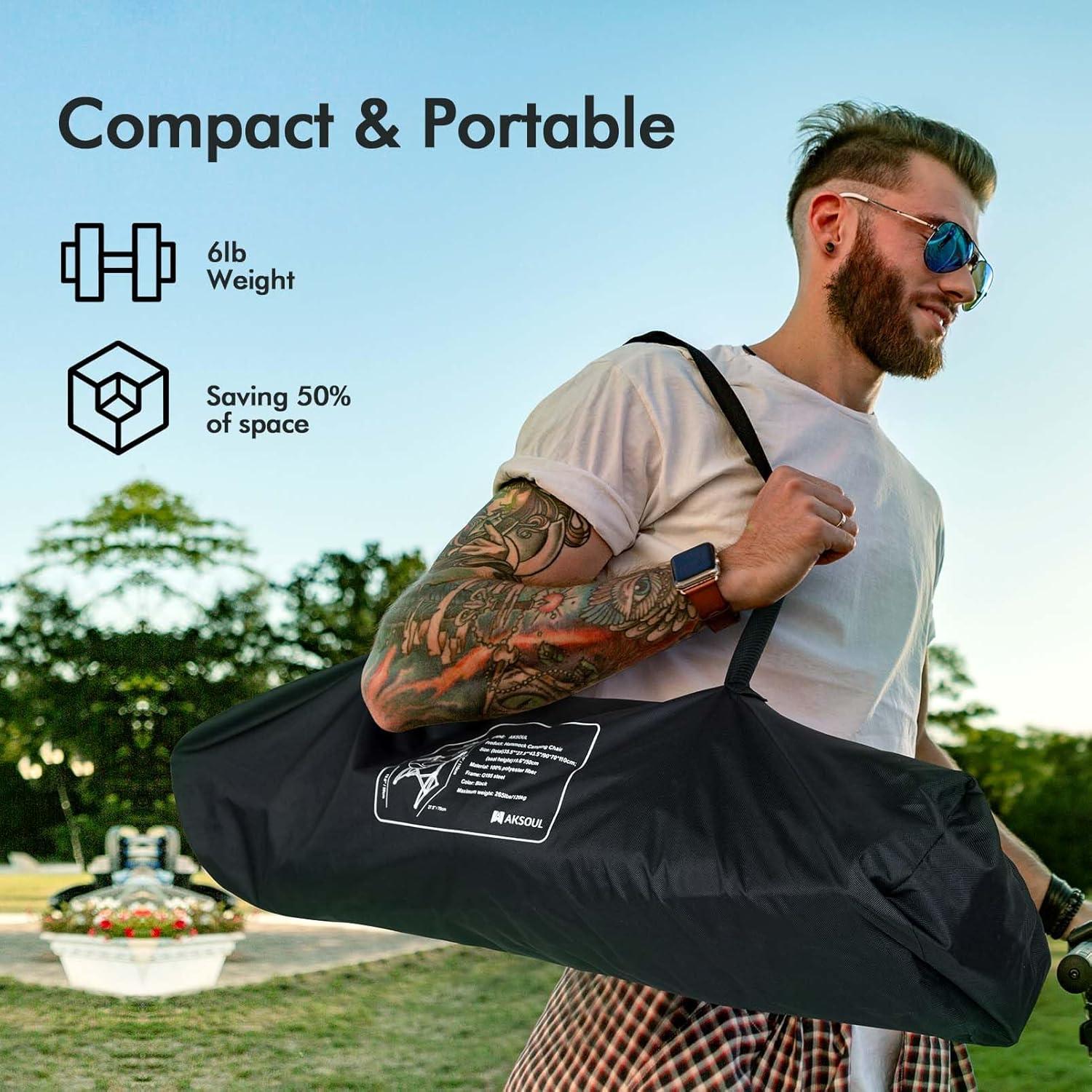 image:imageAKSOUL Hammock Camping Chair Swinging Foldable amp Portable Swing Chairs with Storage Bag 265lbs Adult Weight Capacity Folding Rocking for Lawn Camp Stargazer Outdoor2 PCS