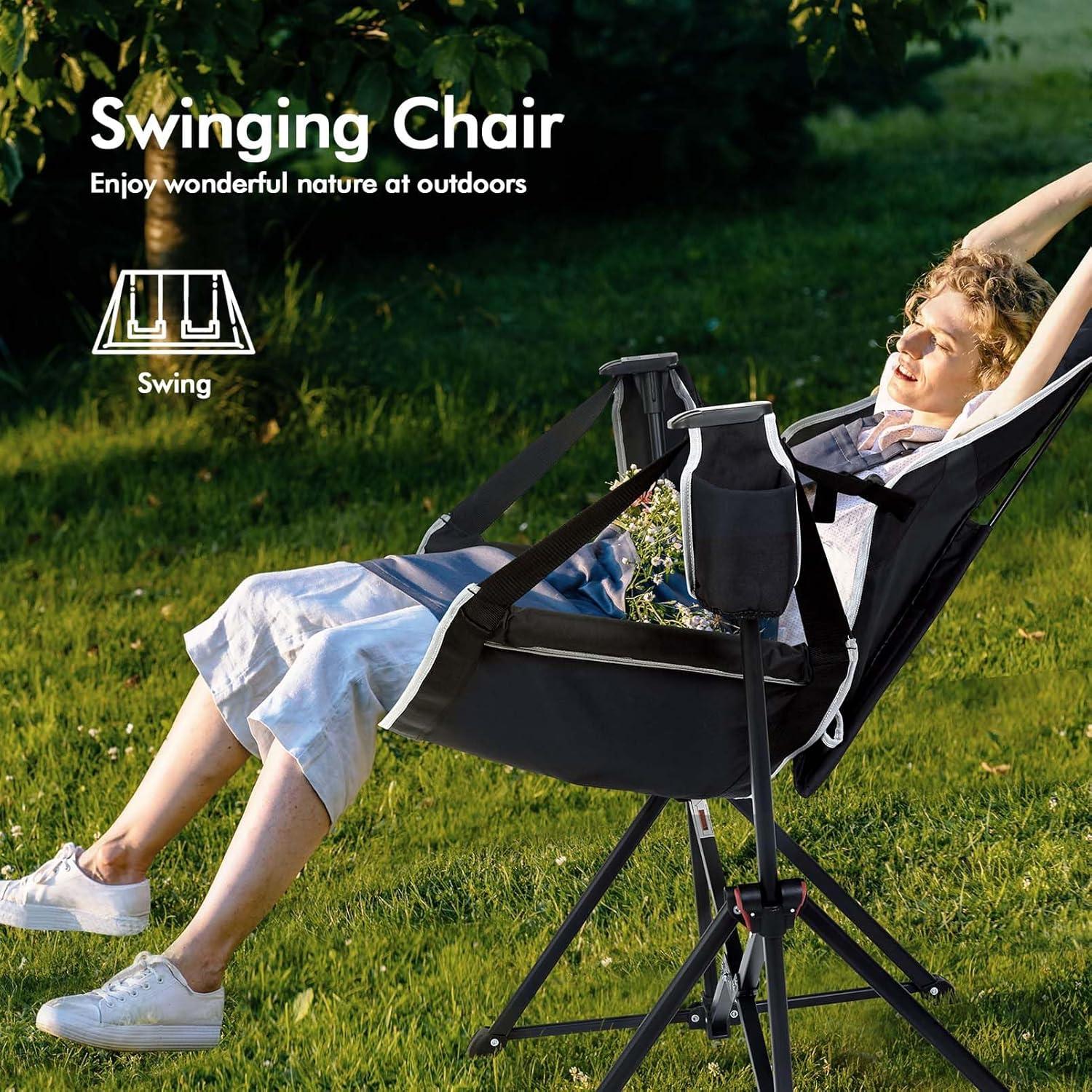 image:imageAKSOUL Hammock Camping Chair Swinging Foldable amp Portable Swing Chairs with Storage Bag 265lbs Adult Weight Capacity Folding Rocking for Lawn Camp Stargazer Outdoor2 PCS
