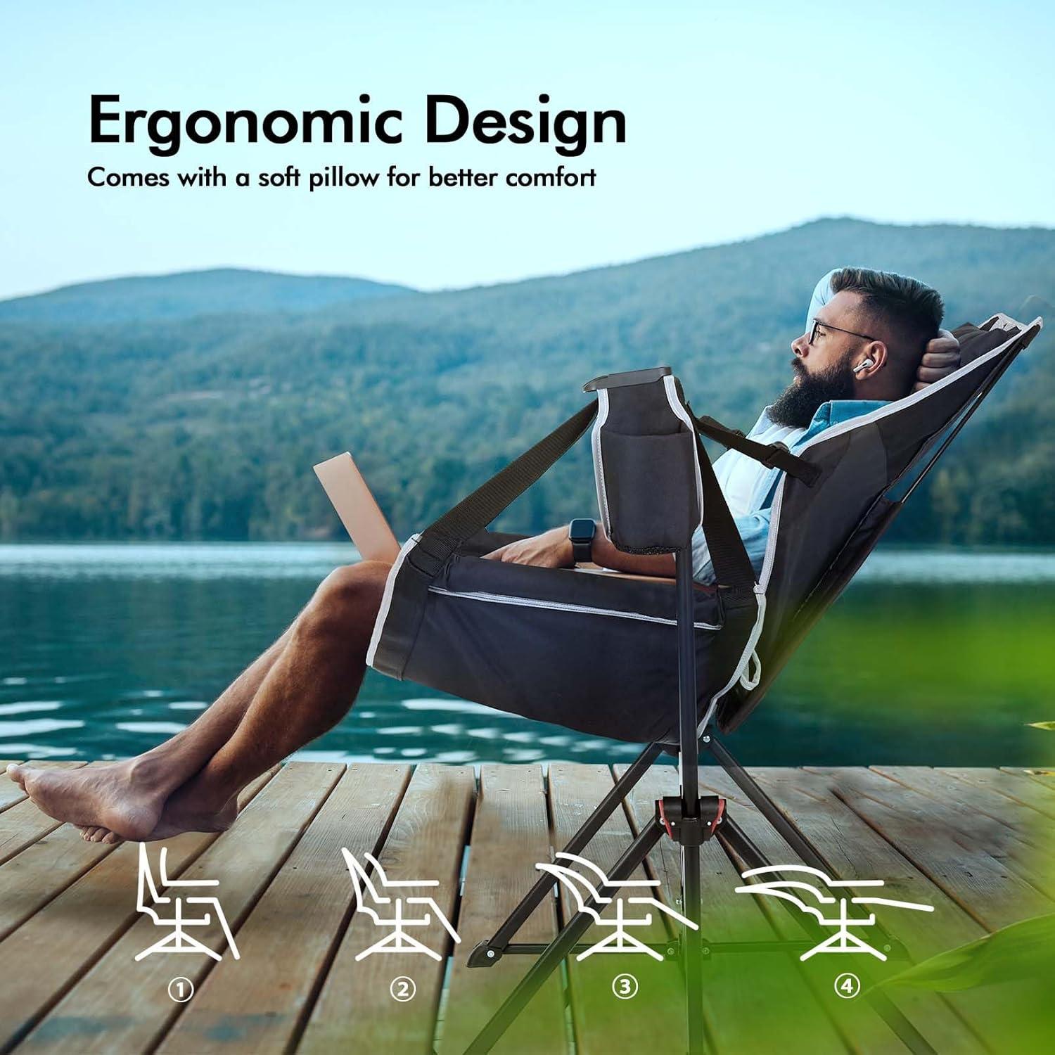 image:imageAKSOUL Hammock Camping Chair Swinging Foldable amp Portable Swing Chairs with Storage Bag 265lbs Adult Weight Capacity Folding Rocking for Lawn Camp Stargazer Outdoor2 PCS