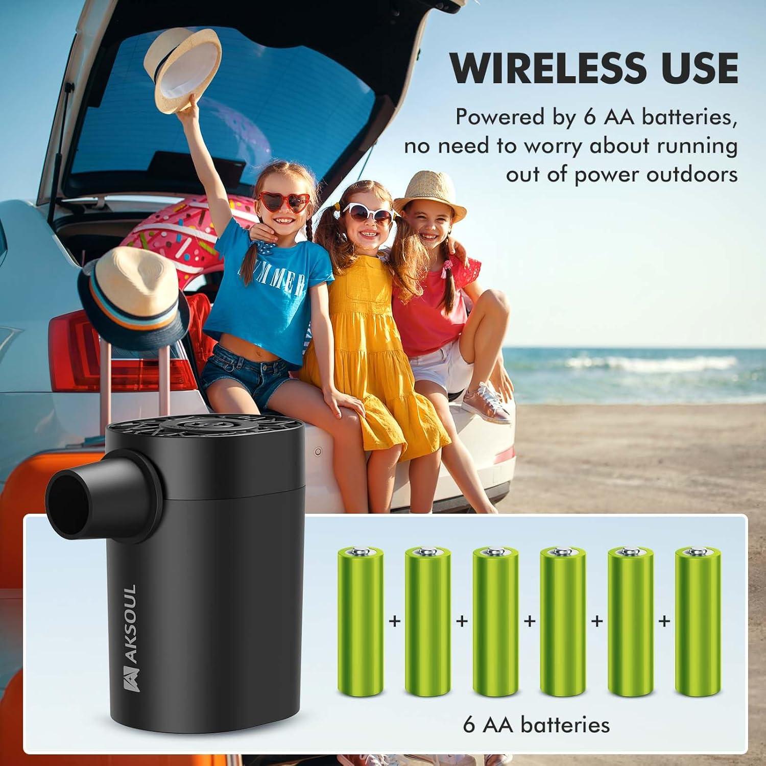 image:imageAKSOUL Portable Air Pump for Inflatables Electric Pumps for Air Mattress Air Bed Pool Floats Raft Basic amp Tiny amp UpgradedBasic Black