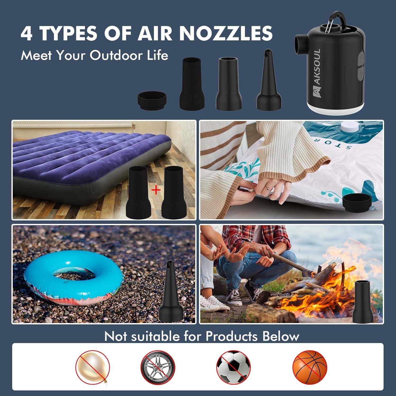 image:imageAKSOUL Portable Air Pump for Inflatables Electric Pumps for Air Mattress Air Bed Pool Floats Raft Basic amp Tiny amp UpgradedUpgraded Black