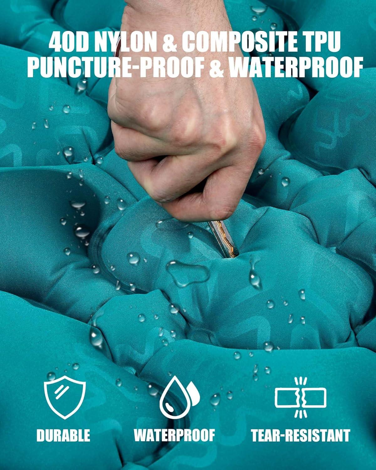 image:imageAKSOUL Sleeping Pad Camping Mat Self Inflating Ultralight amp Compact Air Mattress Connectable Lightweight Inflatable Pad with Builtin Foot Pump for Camping Hiking BackpackingUpgraded Peacock Blue
