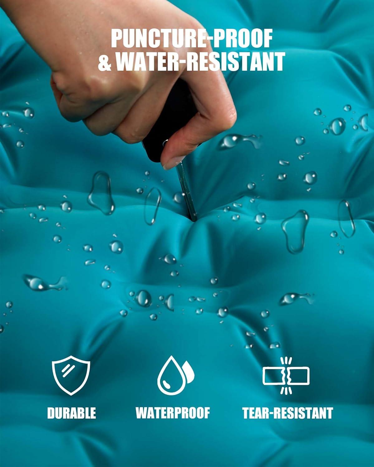 image:imageAKSOUL Sleeping Pad Camping Mat Self Inflating Ultralight amp Compact Air Mattress Connectable Lightweight Inflatable Pad with Builtin Foot Pump for Camping Hiking BackpackingDouble Peacock Blue