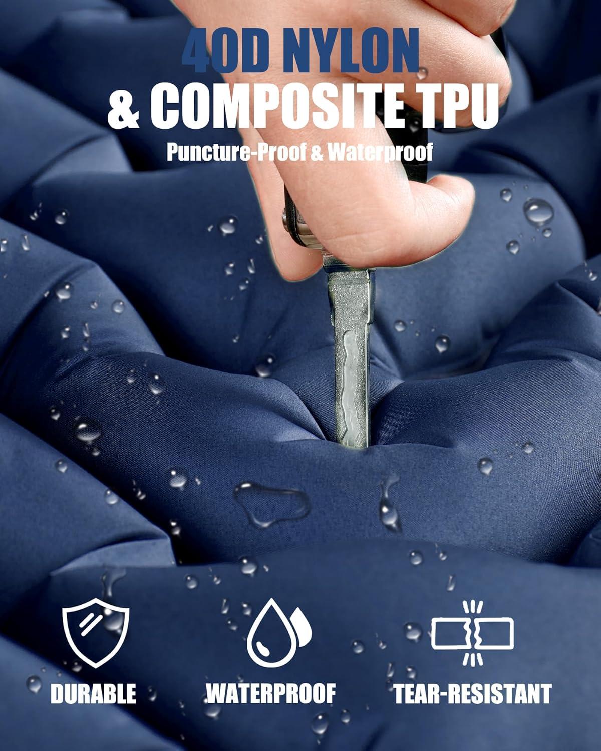 image:imageAKSOUL Sleeping Pad Camping Mat Self Inflating Ultralight amp Compact Air Mattress Connectable Lightweight Inflatable Pad with Builtin Foot Pump for Camping Hiking BackpackingNavy Blue