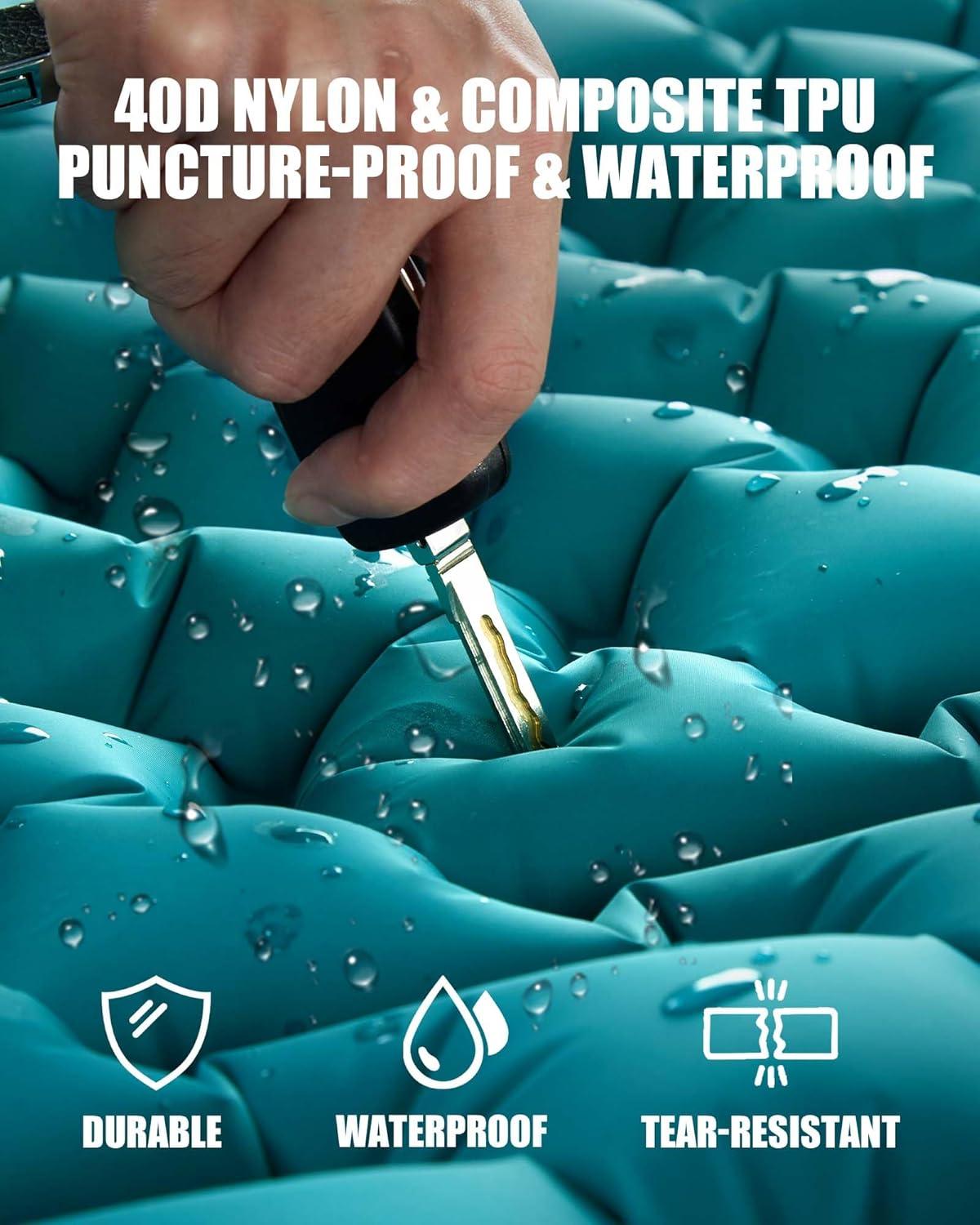 image:imageAKSOUL Sleeping Pad Camping Mat Self Inflating Ultralight amp Compact Air Mattress Connectable Lightweight Inflatable Pad with Builtin Foot Pump for Camping Hiking BackpackingClassic Peacock Blue