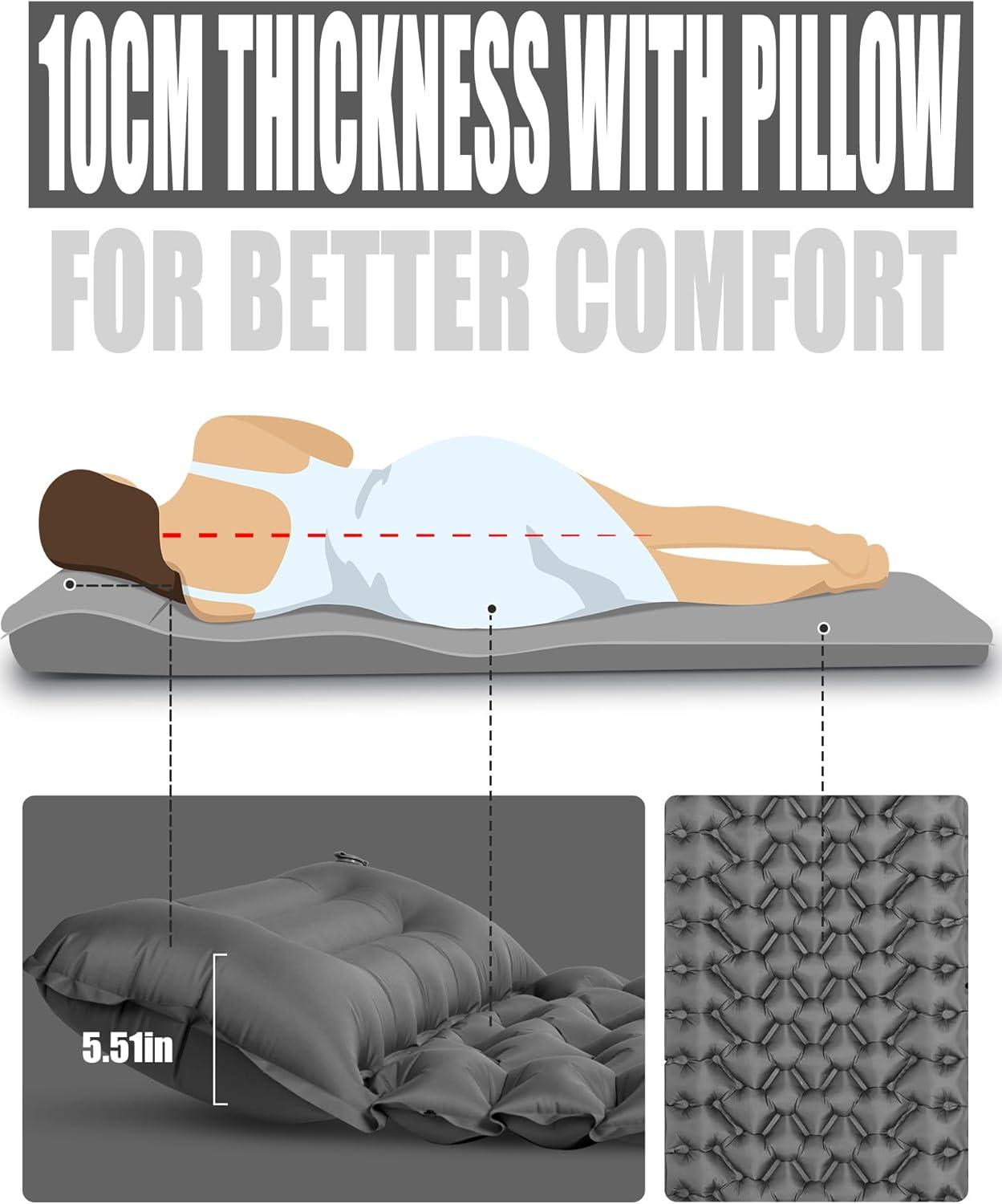 image:imageAKSOUL Sleeping Pad Camping Mat Self Inflating Ultralight amp Compact Air Mattress Connectable Lightweight Inflatable Pad with Builtin Foot Pump for Camping Hiking BackpackingGrey