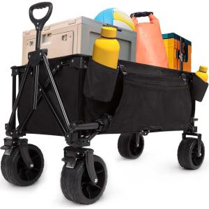 image:imageAKSOUL Foldable Wagon Cart with Wheels Heavy Duty Removable Utility Big Wheel  Collapsible Large Folding Pull Cart 440lbs Weight Capacity for All Terrain Outdoor Camping Beach
