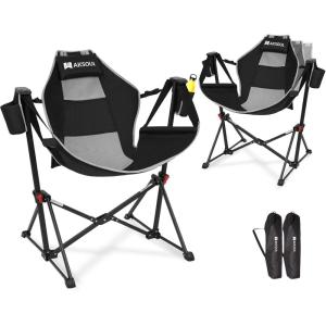 image:imageAKSOUL Hammock Camping Chair Swinging Foldable amp Portable Swing Chairs with Storage Bag  265lbs Adult Weight Capacity  Folding Rocking for Lawn Camp Stargazer Outdoor2 PCS